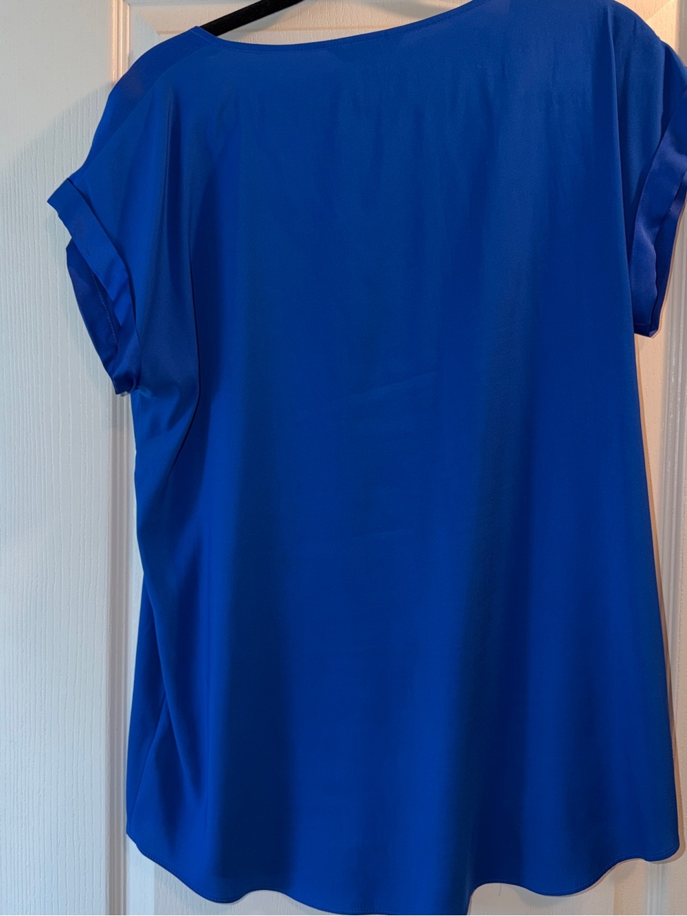 Express Women's Cobalt Blue V-Neck Zip Front Blouse - Picture 5 of 5
